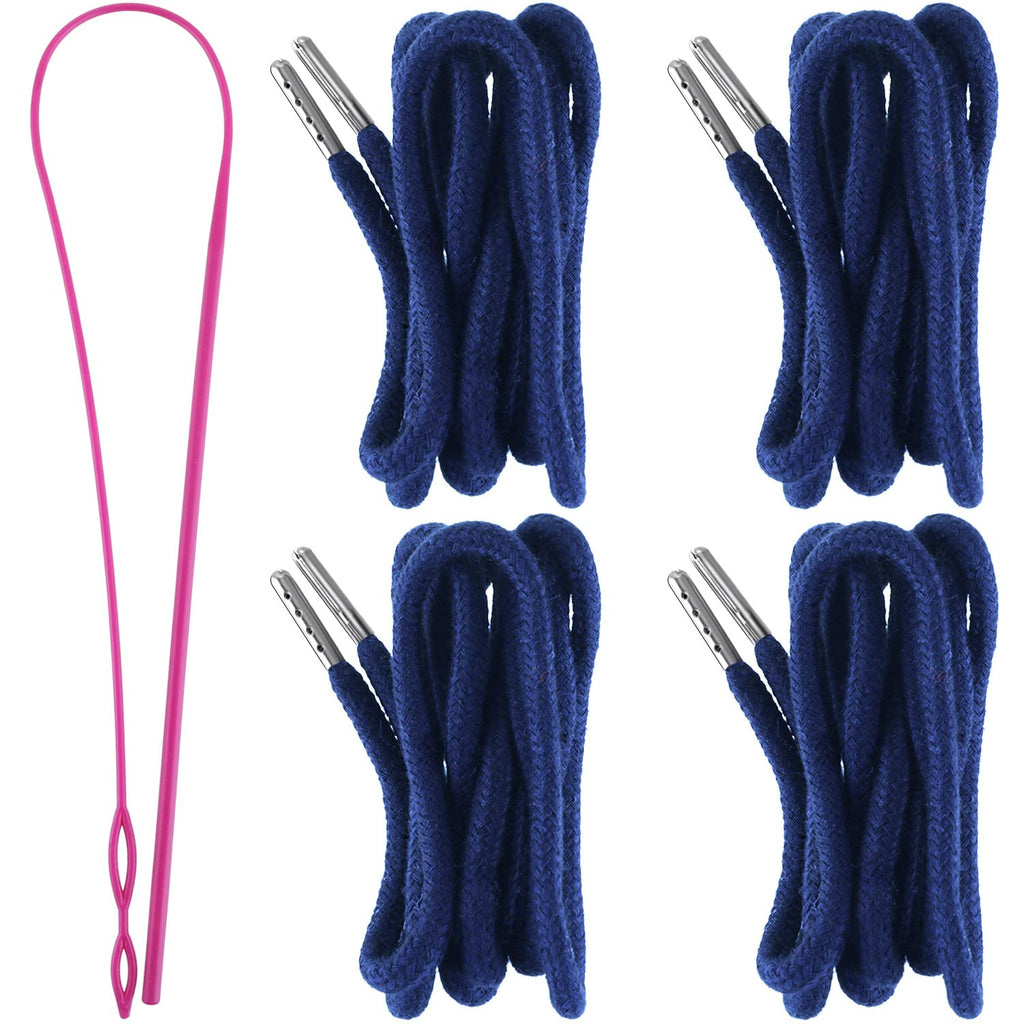 Drawstring Cords Replacement Drawstrings with Easy Threader for Sweatpants Shorts Pants Jackets Coats (Black, White)