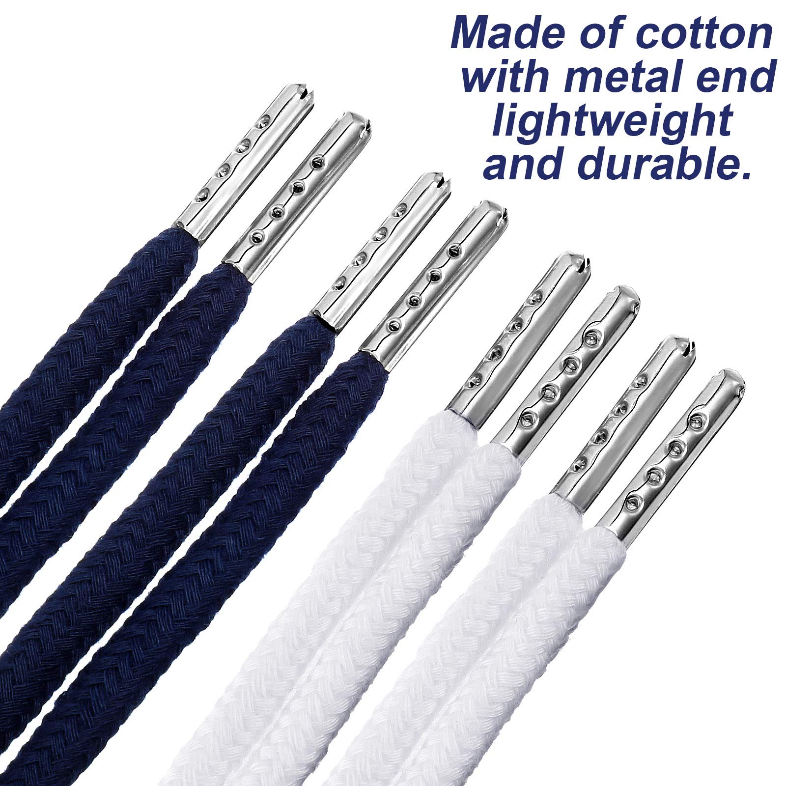 Drawstring Cords Replacement Drawstrings with Easy Threader for Sweatpants Shorts Pants Jackets Coats (Black, White)
