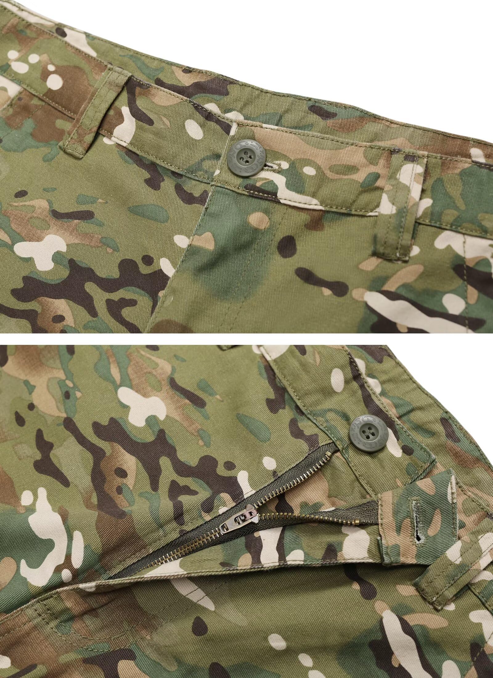 Mens Cargo Shorts Relaxed Fit Camo Casual Shorts Multi-Pocket Work Shorts with Pockets 11" Inseam
