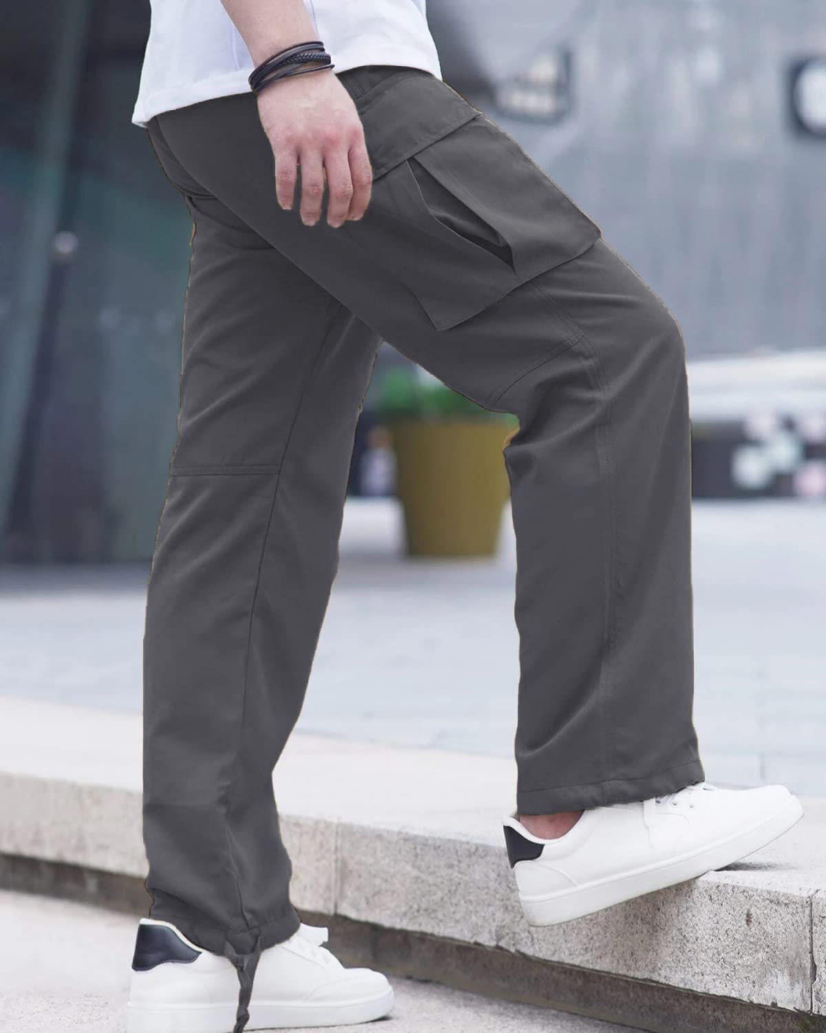 LYRXXX Men's Casual Cargo Pants Hiking Pants Workout Joggers Sweatpants for Men