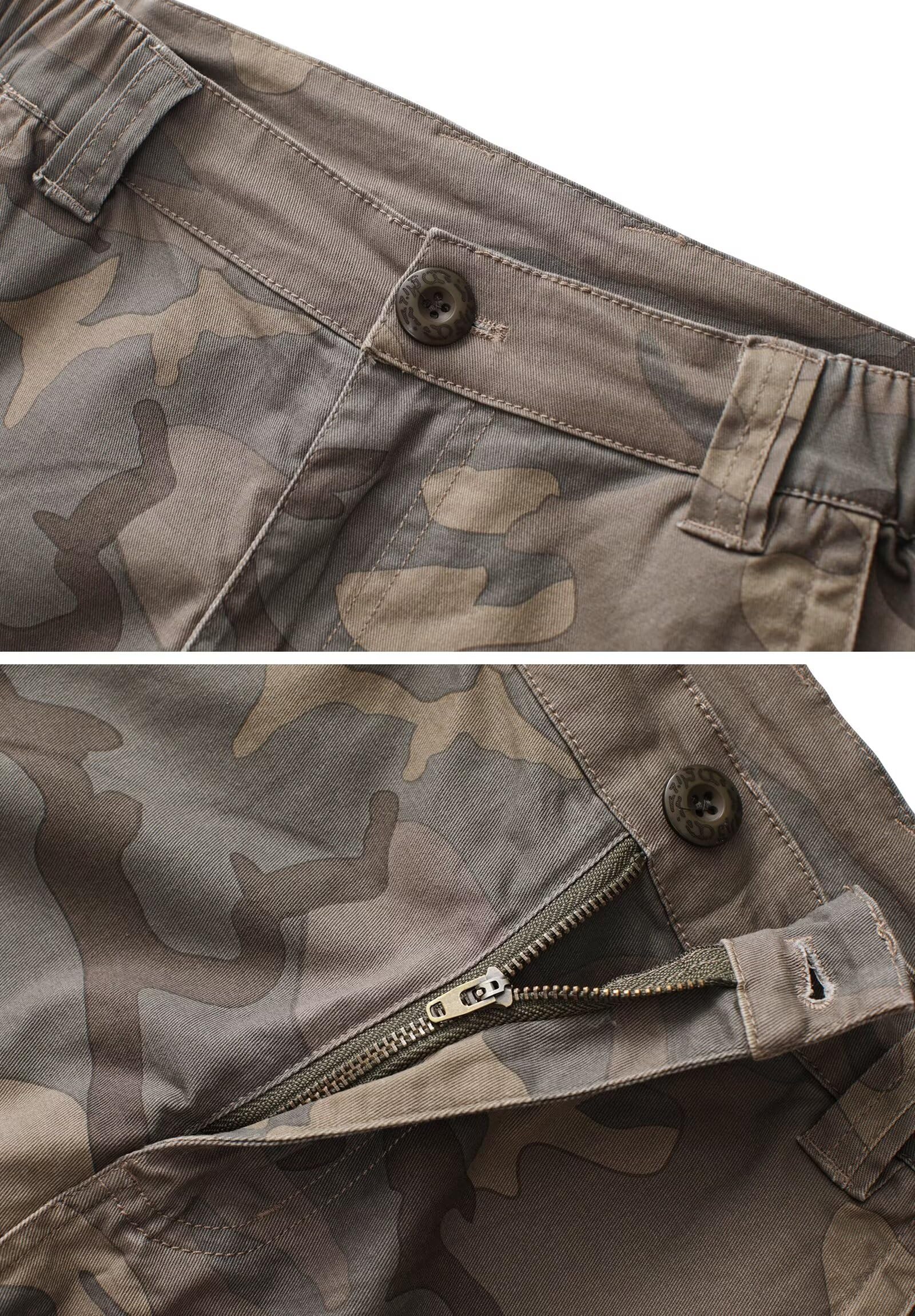 Mens Cargo Shorts Relaxed Fit Camo Casual Shorts Multi-Pocket Work Shorts with Pockets 11" Inseam