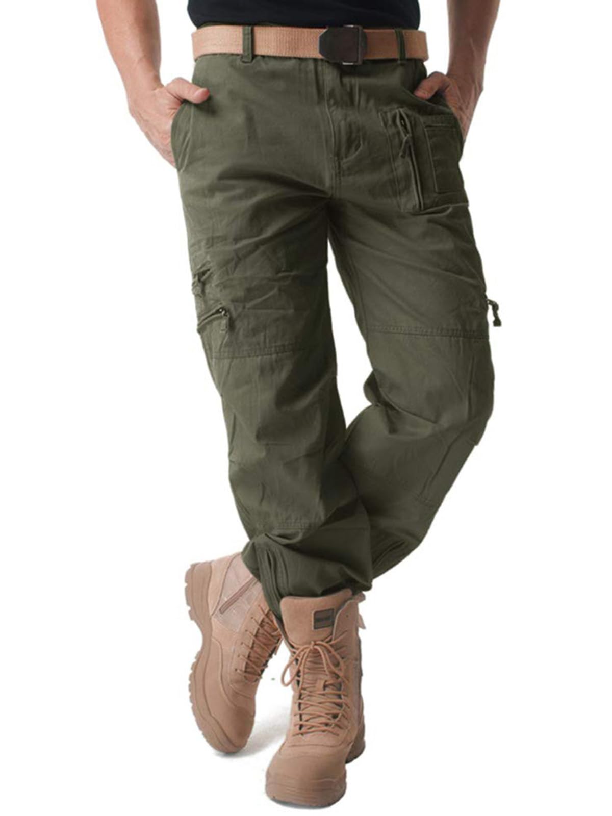 Cargo Pants for Men, Work Travel Casual Pants with Multi Zipper Pockets