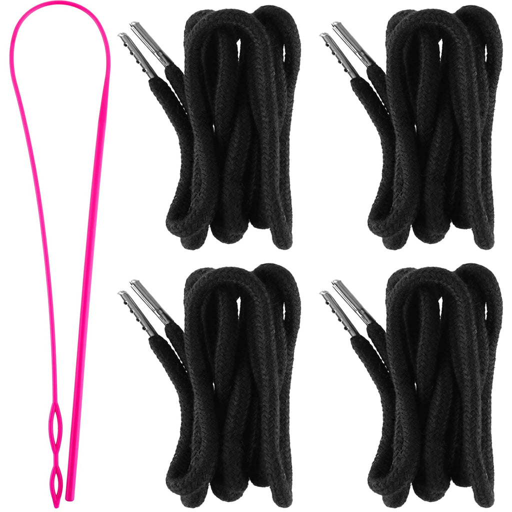 Drawstring Cords Replacement Drawstrings with Easy Threader for Sweatpants Shorts Pants Jackets Coats (Black, White)