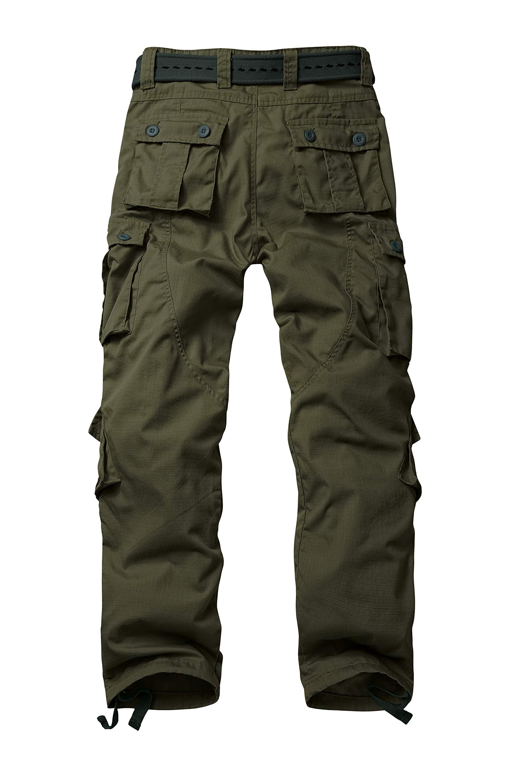 Men's Fleece Lined Camo Hiking Tactical Ripstop Pants Winter Outdoor Work Cargo Pants with 8Pockets No Belt